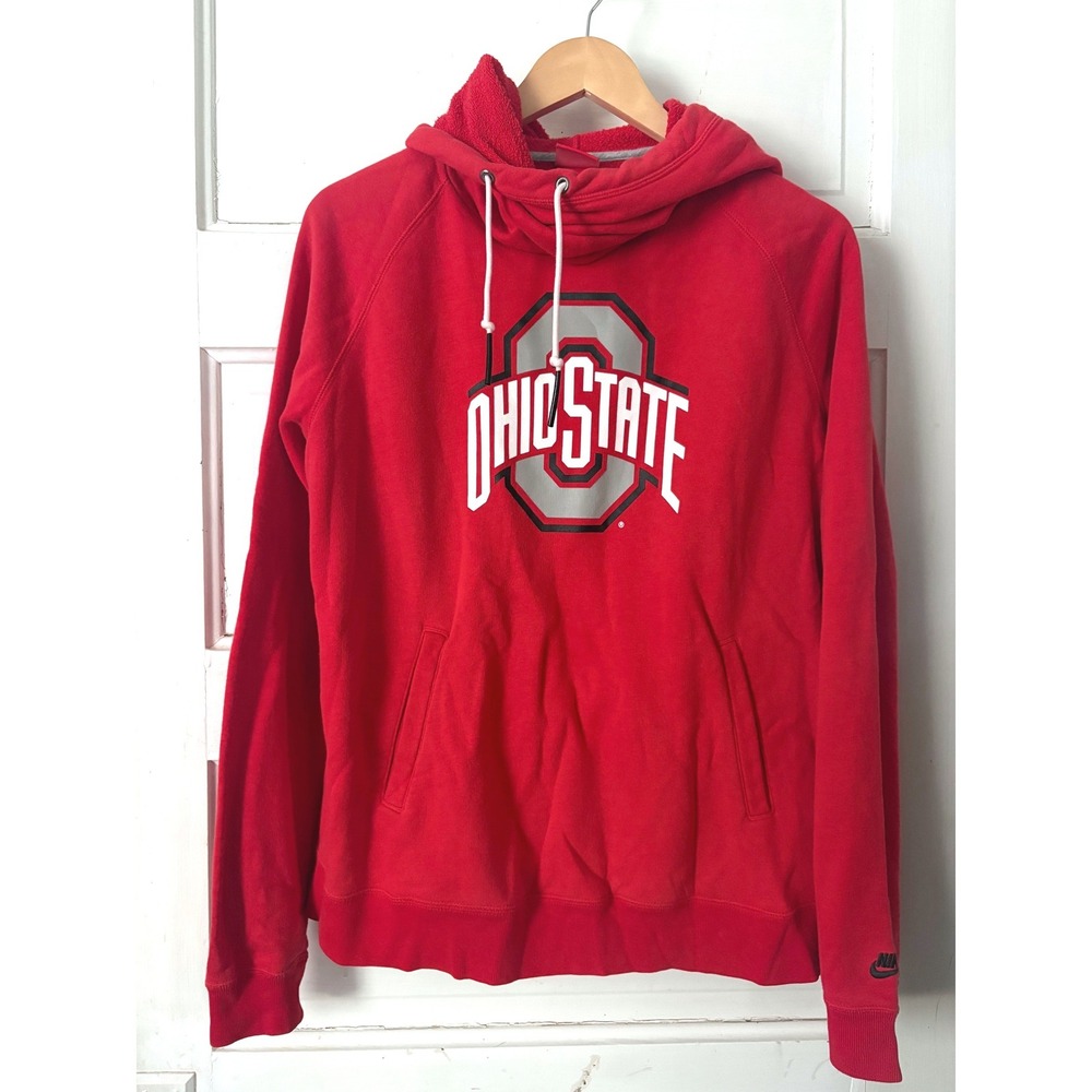 Nike Ohio State Buckeyes Cowl Neck Hoodie Red Sweatshirt Mens Large NCAA